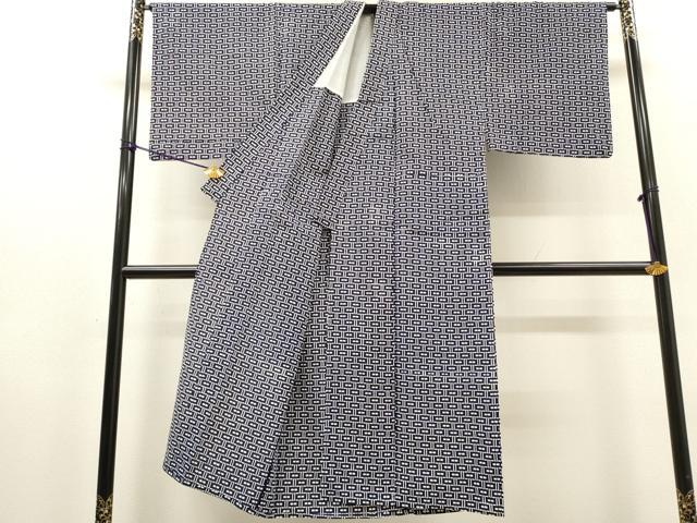 平和屋着物∴夏物　男性　浴衣　注染　手縫い　抽象文様　綿　逸品　DABI8976cd