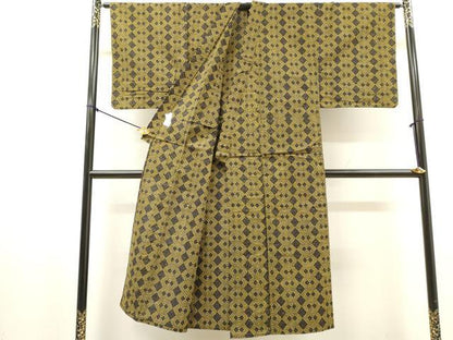 平和屋着物∴夏物　男性　浴衣　注染　手縫い　菱繋ぎ　綿　逸品　DABI8978cd