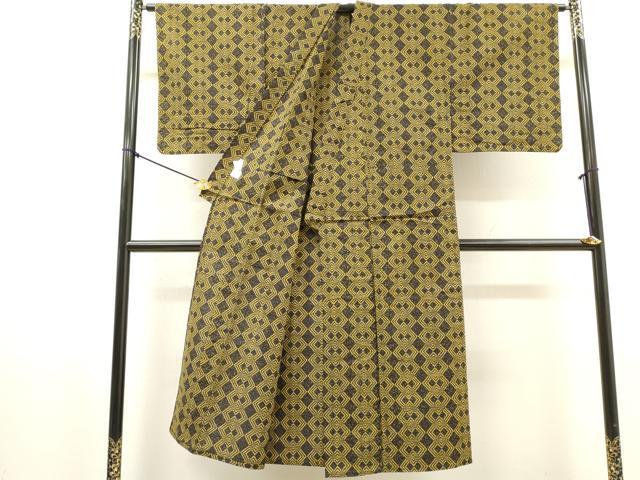 平和屋着物∴夏物　男性　浴衣　注染　手縫い　菱繋ぎ　綿　逸品　DABI8978cd