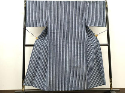 平和屋着物∴夏物　男性　浴衣　注染　手縫い　変わり間道　綿　逸品　DABI8982cd