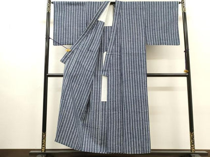 平和屋着物∴夏物　男性　浴衣　注染　手縫い　変わり間道　綿　逸品　DABI8982cd