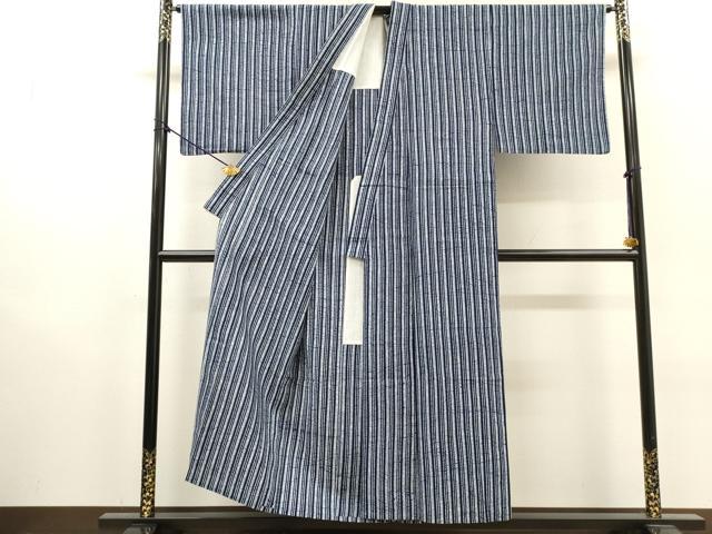 平和屋着物∴夏物　男性　浴衣　注染　手縫い　変わり間道　綿　逸品　DABI8982cd
