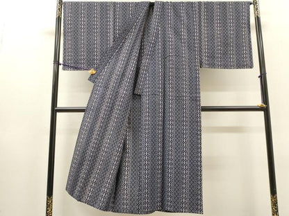 平和屋着物∴夏物　男性　浴衣　注染　手縫い　幾何学文様　綿　逸品　DABI8983cd