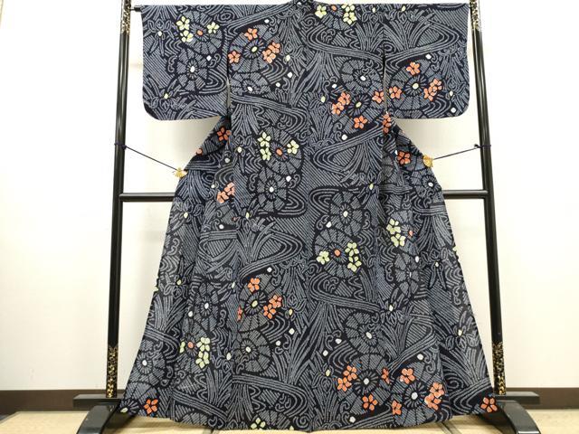 平和屋着物∴夏物　浴衣　有松鳴海絞り　流水花文　綿　逸品　未使用　DABI8987cd