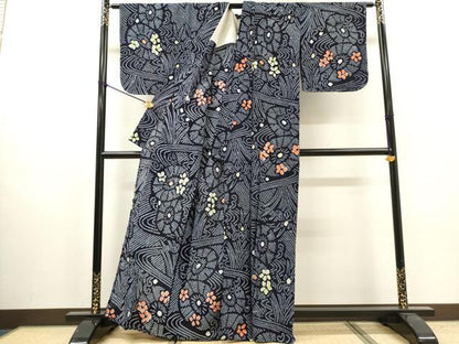 平和屋着物∴夏物　浴衣　有松鳴海絞り　流水花文　綿　逸品　未使用　DABI8987cd