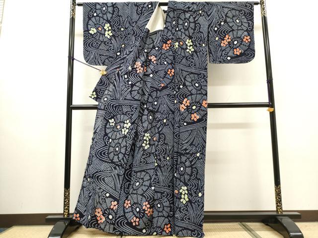 平和屋着物∴夏物　浴衣　有松鳴海絞り　流水花文　綿　逸品　未使用　DABI8987cd