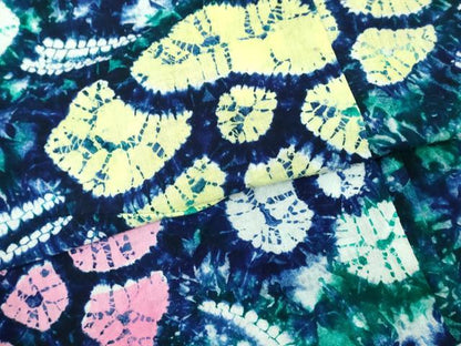 平和屋着物∴夏物　浴衣　有松鳴海絞り　草花文　綿　逸品　DABI8995cd