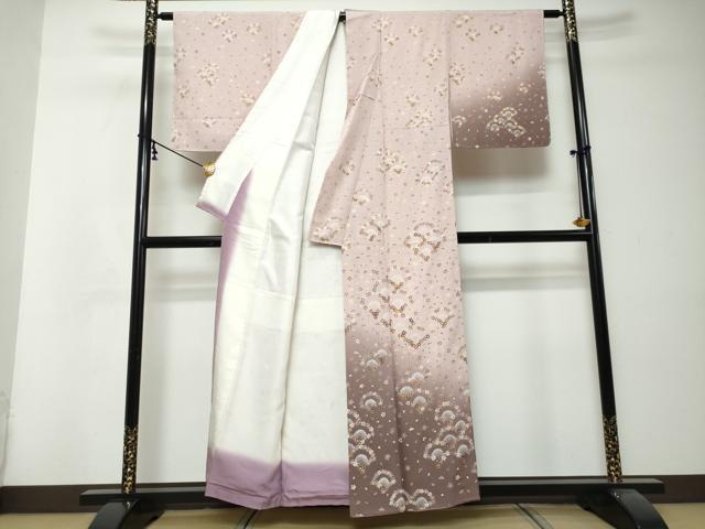 平和屋着物●訪問着　舞桜青海波文　暈し染め　金彩　正絹　逸品　DABI9001ud