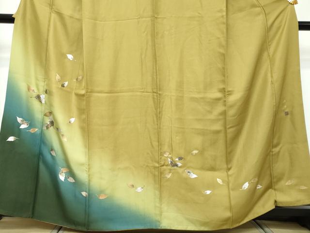 平和屋着物●訪問着　作家物　舞葉文　暈し染め　金銀彩　正絹　逸品　DABI9003ud