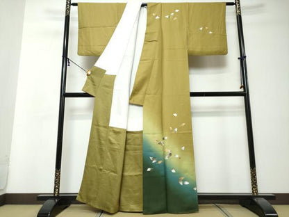 平和屋着物●訪問着　作家物　舞葉文　暈し染め　金銀彩　正絹　逸品　DABI9003ud