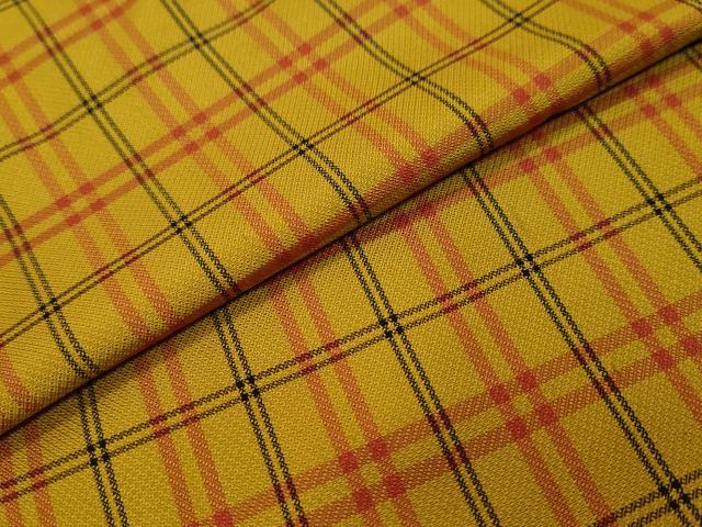 平和屋着物●黄八丈　紬　綾織　格子　正絹　逸品　DABI9008ud