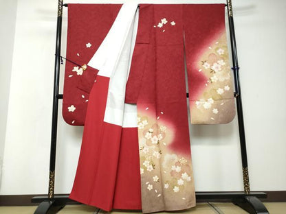 平和屋着物●豪華振袖　駒刺繍　舞桜文　暈し染め　金彩　正絹　逸品　DABI9009ud