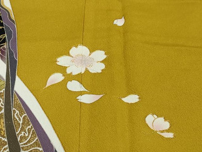 平和屋着物●訪問着　駒刺繍　草花文　金彩　正絹　逸品　DABI9010ud
