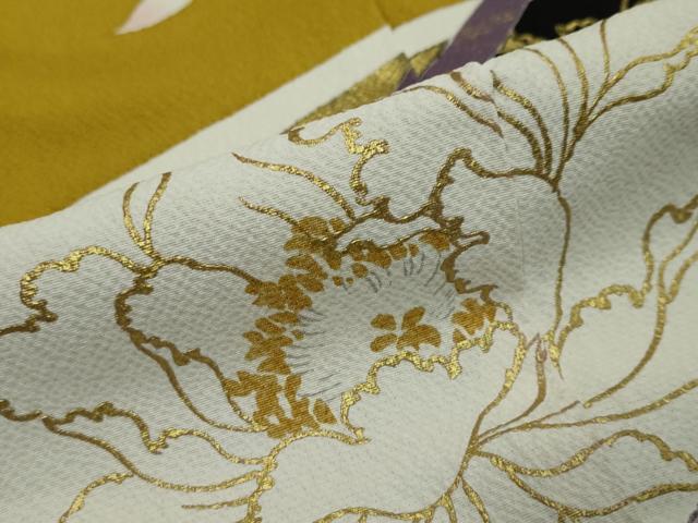 平和屋着物●訪問着　駒刺繍　草花文　金彩　正絹　逸品　DABI9010ud