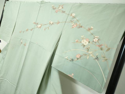 平和屋着物●訪問着　螺鈿　女人草花文　暈し染め　金彩　正絹　逸品　DABI9012ud