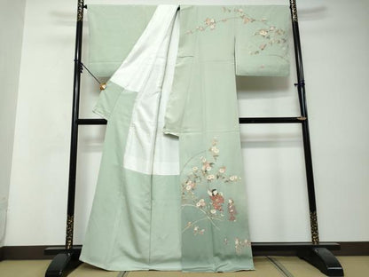 平和屋着物●訪問着　螺鈿　女人草花文　暈し染め　金彩　正絹　逸品　DABI9012ud