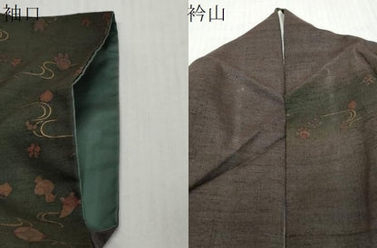 平和屋着物●訪問着　紬地　流水宝尽くし花文　金彩　正絹　逸品　DABI9013ud