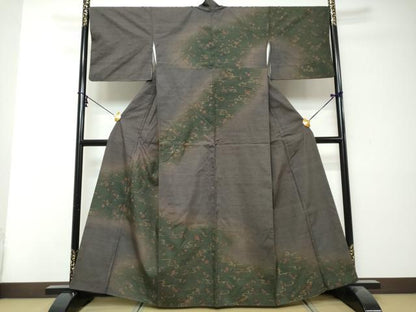 平和屋着物●訪問着　紬地　流水宝尽くし花文　金彩　正絹　逸品　DABI9013ud