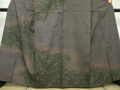 平和屋着物●訪問着　紬地　流水宝尽くし花文　金彩　正絹　逸品　DABI9013ud