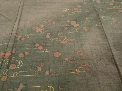 平和屋着物●訪問着　紬地　流水宝尽くし花文　金彩　正絹　逸品　DABI9013ud