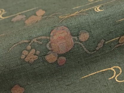 平和屋着物●訪問着　紬地　流水宝尽くし花文　金彩　正絹　逸品　DABI9013ud