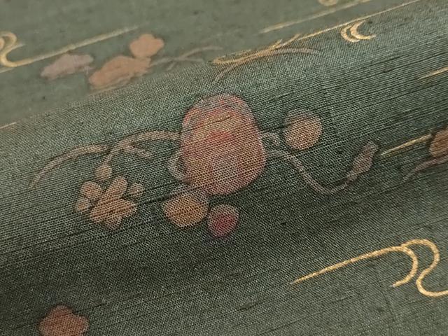 平和屋着物●訪問着　紬地　流水宝尽くし花文　金彩　正絹　逸品　DABI9013ud