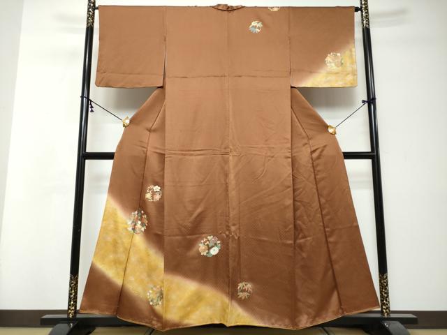 平和屋着物●訪問着　草花丸文　暈し染め　金彩　正絹　逸品　DABI9014ud