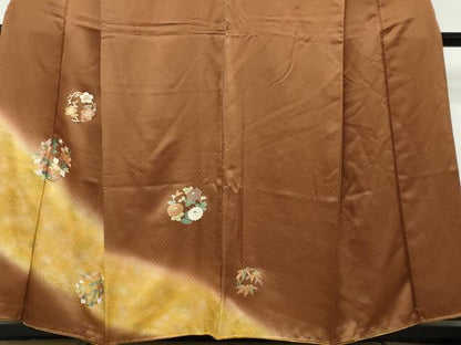 平和屋着物●訪問着　草花丸文　暈し染め　金彩　正絹　逸品　DABI9014ud