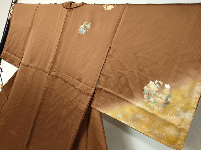 平和屋着物●訪問着　草花丸文　暈し染め　金彩　正絹　逸品　DABI9014ud