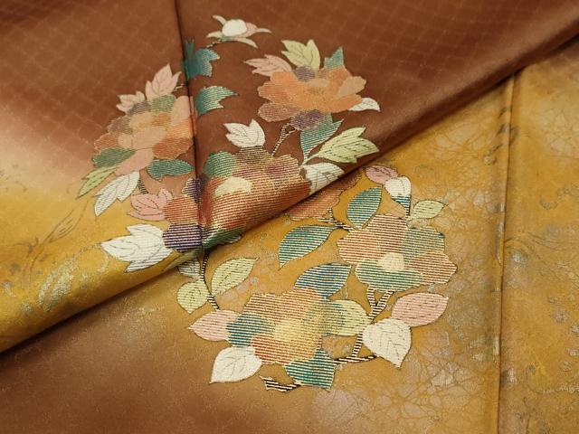 平和屋着物●訪問着　草花丸文　暈し染め　金彩　正絹　逸品　DABI9014ud