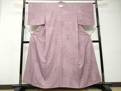 平和屋着物●上質な色無地　吉祥草花地紋　半色　正絹　逸品　未使用　DABI9020ud