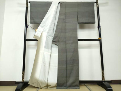 平和屋着物●上質な小紋　横段霞文　正絹　逸品　DABI9023ud