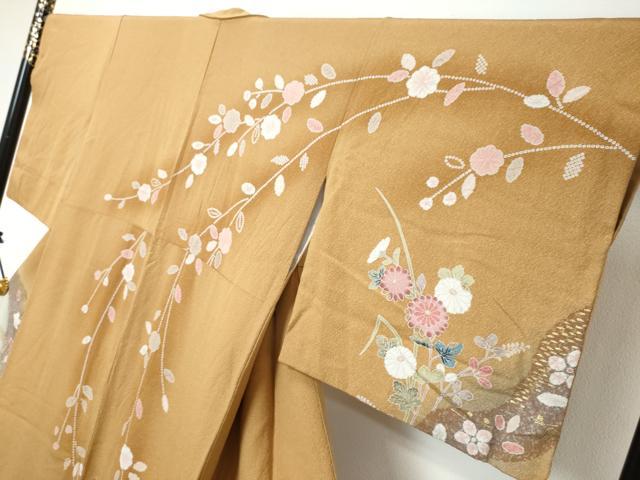 平和屋着物●訪問着　道長草花文　暈し染め　金彩　正絹　逸品　DABI9027ud