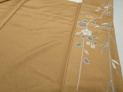 平和屋着物●訪問着　道長草花文　暈し染め　金彩　正絹　逸品　DABI9027ud