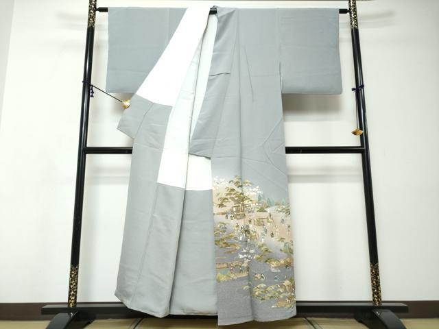 平和屋着物●豪華色留袖　総刺繍　人物風景文　暈し染め　金糸　正絹　逸品　DABI9030ud