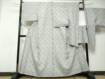平和屋着物●洗える最高級着物　＜英＞はなぶさ謹製　小紋　アンサンブル　麻の葉文様　洗える着物　DABI9031ud
