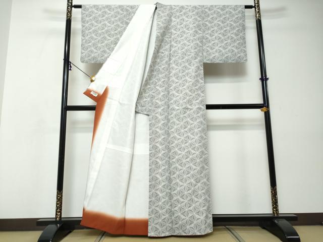 平和屋着物●洗える最高級着物　＜英＞はなぶさ謹製　小紋　アンサンブル　麻の葉文様　洗える着物　DABI9031ud