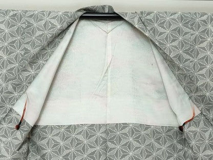 平和屋着物●洗える最高級着物　＜英＞はなぶさ謹製　小紋　アンサンブル　麻の葉文様　洗える着物　DABI9031ud