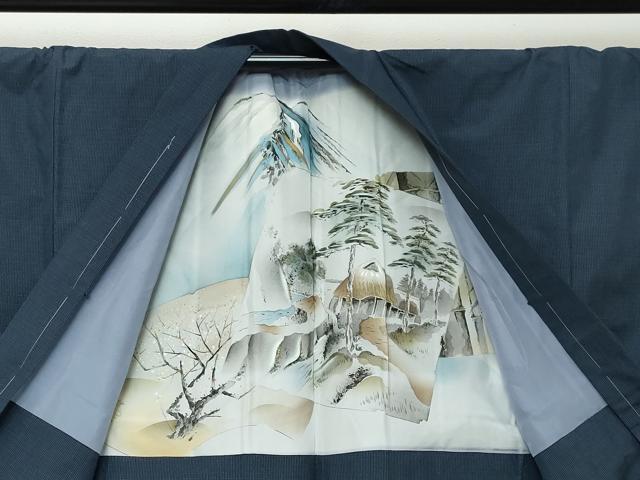 平和屋着物●男性　本場大島紬　アンサンブル　長羽織　抽象文様　キングサイズ　正絹　逸品　DABI9032ud