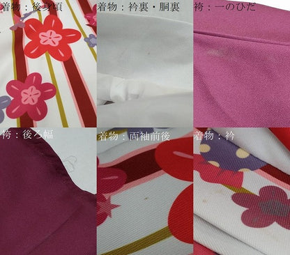 平和屋着物●小紋　行灯袴セット　舞花文　飴　洗える着物　DABI9035ud