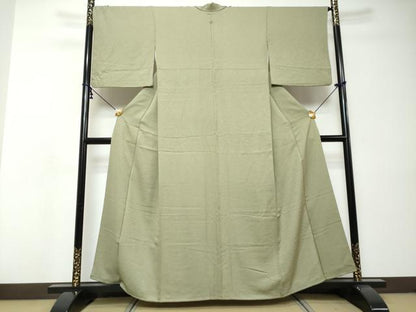 平和屋着物●上質な色無地　干割れ地紋　柳茶色　正絹　逸品　DABI9038ud
