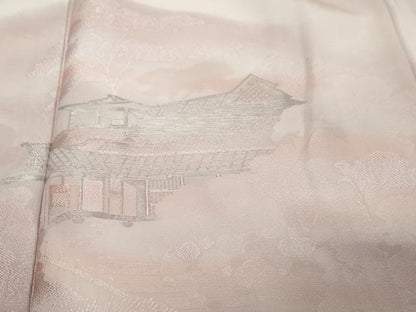 平和屋着物●訪問着　地紋起こし　遠山風景文　暈し染め　銀糸　正絹　逸品　DABI9039ud
