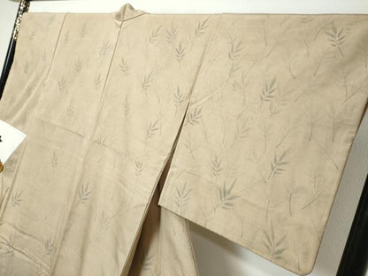 平和屋着物●訪問着　紬地　手書き　枝葉文　正絹　逸品　DABI9040ud