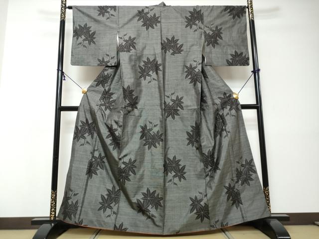 平和屋着物●本場大島紬　9マルキ　舞葉文　正絹　逸品　DABI9042ud