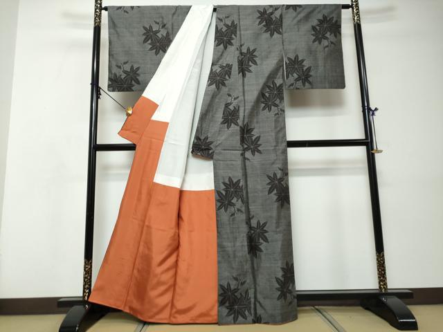 平和屋着物●本場大島紬　9マルキ　舞葉文　正絹　逸品　DABI9042ud