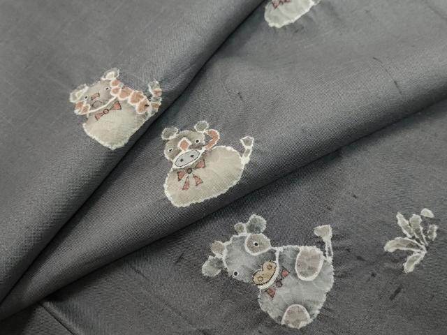 平和屋着物●十日町 名門青柳謹製　赤城紬　訪問着　絞り　十二支　正絹　逸品　DABI9044ud