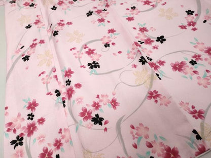 平和屋着物●小紋　舞桜文　洗える着物　DABI9045ud