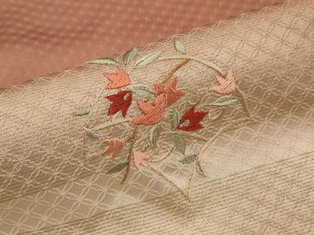 平和屋着物●訪問着　刺繍　渡橋草花文　暈し染め　金彩　正絹　逸品　DABI9046ud