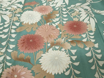 平和屋着物●訪問着　刺繍　草花文　金彩　正絹　逸品　DABI9049ud