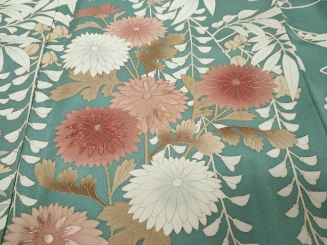 平和屋着物●訪問着　刺繍　草花文　金彩　正絹　逸品　DABI9049ud